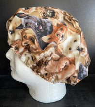 Load image into Gallery viewer, Puppy Dogs "PUPPOURRI" Packed Fabric Veterinary Unisex Medical Surgical Scrub Caps Men &amp; Women Tie Back and Bouffant Hat Styles

