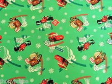 Load image into Gallery viewer, Christmas Holiday CARS Green Fabric Unisex Medical Surgical Scrub Caps Men &amp; Women Tie Back and Bouffant Hat Styles
