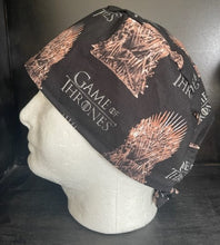 Load image into Gallery viewer, Game of Thrones The Iron Throne Black Fabric Unisex Medical Surgical Scrub Caps Men &amp; Women Tie Back and Bouffant Hat Styles
