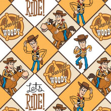 Load image into Gallery viewer, Toy Story Sherriff Woody Let's Ride Fabric Nurse Unisex Medical Surgical Scrub Caps Men &amp; Women Tie Back and Bouffant Hat Styles
