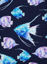 Load image into Gallery viewer, Medical Scrub Top Beautiful Angel Fish Purple Blue Unisex Style for Men &amp; Women
