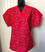 Load image into Gallery viewer, Baseball Anaheim Angels Fabric Medical Relaxed Scrub Top Unisex Style Men's Scrub Top &amp; Women's Scrub Top
