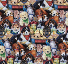 Load image into Gallery viewer, Dogs in the Barn Animal Love Medical Scrub Top A Dog's Life Veterinary Tech Unisex Relaxed Fit Style Scrub Shirt for Men &amp; Women
