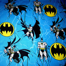 Load image into Gallery viewer, Super Hero BATMAN Caped Crusader Blue Fabric Unisex Medical Surgical Scrub Caps Men &amp; Women Tie Back and Bouffant Hat Styles
