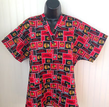 Load image into Gallery viewer, Hockey Chicago Blackhawks Medical Scrub Top Unisex Relaxed Style Men's Scrub Top &amp; Women's Scrub Top
