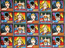Load image into Gallery viewer, Wonder Woman Batgirl Super girl Superheroes Large Block Fabric Unisex Medical Surgical Scrub Caps Men &amp; Women Tie Back and Bouffant Hat Styles
