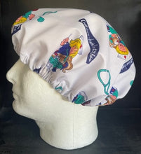 Load image into Gallery viewer, Medical Theme Boo-Boo &amp; Stitches Fabric Unisex Medical Surgical Scrub Caps Men &amp; Women Tie Back and Bouffant Hat Styles
