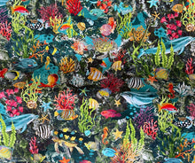 Load image into Gallery viewer, Hawaiian Ocean Sea Life Dolphins Coral Reef Medical Scrub Top Unisex Style for Men &amp; Women
