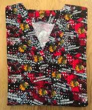 Load image into Gallery viewer, Hockey Chicago Blackhawks CAMO Medical Scrub Top Unisex Relaxed Style Men's Scrub Top &amp; Women's Scrub Top
