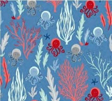 Load image into Gallery viewer, Nautical Medical Scrub Top Beautiful Coral Reef Octopus Life Unisex Style for Men &amp; Women
