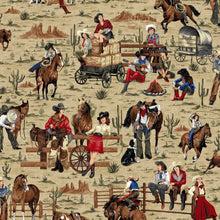 Load image into Gallery viewer, Country Western Cowgirls Fabric Unisex Medical Surgical Scrub Caps Men &amp; Women Tie Back and Bouffant Hat Styles
