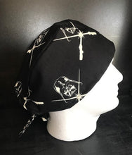 Load image into Gallery viewer, Glow in the Black Fabric Unisex Medical Surgical Scrub Caps Men &amp; Women Tie Back and Bouffant Hat Styles
