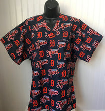 Load image into Gallery viewer, Baseball Detroit Tigers Medical Relaxed Scrub Top Unisex Style Men's Scrub Top Women's Scrub Top
