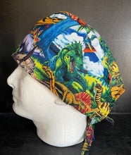 Load image into Gallery viewer, Dinosaurs Fabric Unisex Medical Surgical Scrub Caps Men &amp; Women Tie Back and Bouffant Hat Styles
