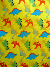 Load image into Gallery viewer, Bright Colorful Prehistoric Dinosaurs Yellow Fabric Unisex Medical Surgical Scrub Caps Men &amp; Women Tie Back and Bouffant Hat Styles
