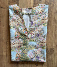 Load image into Gallery viewer, Easter Medical Scrub Top Bunny Puppy Dogs Floral Unisex Style for Men &amp; Women
