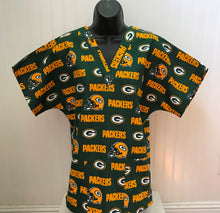 Load image into Gallery viewer, Football Green Bay Packers Medical Scrub Top Unisex Relaxed Fit Men's Scrub Top Women's Scrub Top
