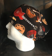 Load image into Gallery viewer, Guitars Electric &amp; Acoustic Fabric Unisex Medical Surgical Scrub Caps Men &amp; Women Tie Back and Bouffant Hat Styles

