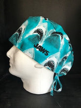Load image into Gallery viewer, JAWS Shark Movie Fabric Unisex Medical Surgical Scrub Caps Men &amp; Women Tie Back and Bouffant Hat Styles
