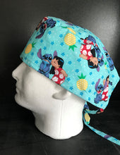 Load image into Gallery viewer, Lilo &amp; Stitch Pineapple Fabric Nurse Unisex Medical Surgical Scrub Caps Men &amp; Women Tie Back and Bouffant Hat Styles
