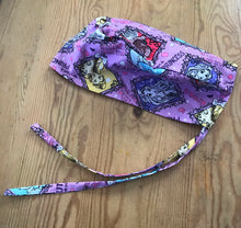 Load image into Gallery viewer, I Am Princess Snow White Cinderella Belle Rapunzel Purple Fabric Unisex Medical Scrub Caps Men &amp; Women Tie Back Bouffant Hat Styles
