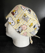 Load image into Gallery viewer, Peanuts Charlie Brown &amp; Snoopy Man's Best Friend Fabric Unisex Medical Surgical Scrub Caps Men &amp; Women Tie Back and Bouffant Hat Styles
