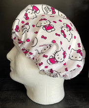 Load image into Gallery viewer, White Kitty Fabric Unisex Medical Surgical Scrub Caps Men &amp; Women Tie Back and Bouffant Hat Styles
