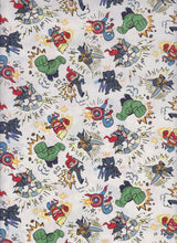 Load image into Gallery viewer,  Super Heroes Characters KAPOW Black Widow Black Panther Captain America Iron Man Thor Hulk White Fabric Unisex Medical Surgical Scrub Caps Men &amp; Women Tie Back and Bouffant Hat Styles
