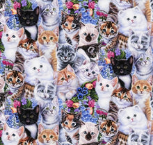 Load image into Gallery viewer, Animals So Cute Kittens &amp; Flowers Packed Fabric Unisex Medical Surgical Scrub Caps Men &amp; Women Tie Back and Bouffant Hat Styles
