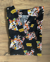 Load image into Gallery viewer, Looney Tunes Cartoon Medical Scrub Top Characters Packed Black Unisex Style for Men &amp; Women
