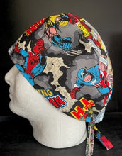 Load image into Gallery viewer, Super Hero Wolverine Captain America Iron Man Thor Spider-Man Hulk Unisex Medical Surgical Scrub Caps Men &amp; Women Tie Back Bouffant Hat Styles

