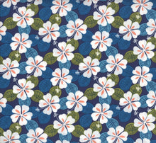 Load image into Gallery viewer, Hawaiian Tropical Medical Scrub Top Hibiscus Flowers Blue White Unisex Style for Men &amp; Women
