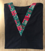 Load image into Gallery viewer, Solid Black Scrub Top with Minnesota Wild Hockey Fabric on *Neck Band &amp; Pocket Options* Medical Scrub Top Unisex Style Shirt for Men &amp; Women
