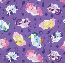 Load image into Gallery viewer, My Little Pony SLEEPING PONIES Purple Fabric Unisex Medical Surgical Scrub Caps Men &amp; Women Tie Back and Bouffant Hat Styles
