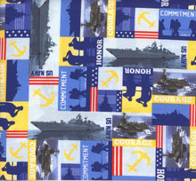 Load image into Gallery viewer, Patriotic Military US Navy Honor Courage Commitment Fabric Nurse Medical Scrub Top Unisex Style for Men &amp; Women
