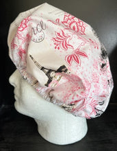 Load image into Gallery viewer, Paris France Eiffel Tower Fabric Unisex Medical Surgical Scrub Caps Men &amp; Women Tie Back and Bouffant Hat Styles
