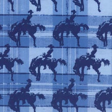 Load image into Gallery viewer, Western Rodeo Cowboy Blue Plaid Fabric Nurse Medical Scrub Top Unisex Style Shirt for Men &amp; Women
