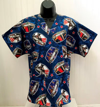 Load image into Gallery viewer, Patriotic Medical Scrub Top American USA Guardian of Freedom Let Freedom Ring Unisex Style for Men &amp; Women
