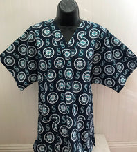 Load image into Gallery viewer, Baseball Seattle Mariners Medical Scrub Top Unisex Relaxed Style Men's Women's Scrub shirt
