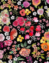 Load image into Gallery viewer, Floral Flowers Orange Pink on Black Fabric Stethoscope sock cover for Medical Professionals
