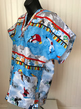 Load image into Gallery viewer, Snowboarders 2 tone fabric Medical Scrub Top Unisex Style for Men &amp; Women
