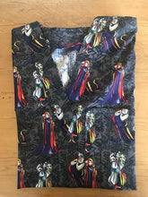 Load image into Gallery viewer, Villains Medical Scrub Top Bright Sketched-Evil Witch-Cruella DeVil-Ursula Unisex Style for Men &amp; Women
