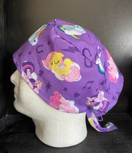 Load image into Gallery viewer, My Little Pony SLEEPING PONIES Purple Fabric Unisex Medical Surgical Scrub Caps Men &amp; Women Tie Back and Bouffant Hat Styles
