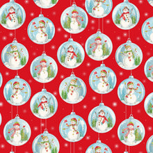 Load image into Gallery viewer, Christmas Snowman Snow Globe Red Fabric Unisex Medical Surgical Scrub Caps Men &amp; Women Tie Back and Bouffant Hat Styles
