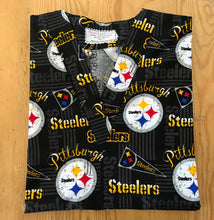 Load image into Gallery viewer, Football Steelers Medical Scrub Top Unisex Relaxed Fit Men's Scrub Top Women's Scrub Top
