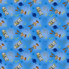 Load image into Gallery viewer, Toy Story Sheriff Woody &amp; Buzz Lightyear Space Ranger Blue Fabric Nurse Medical Scrub Top Unisex Style for Men &amp; Women *Last One
