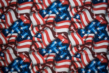 Load image into Gallery viewer, Patriotic American USA Waving Flags Stars &amp; Stripes Red White Blue Fabric Unisex Medical Surgical Scrub Caps Men &amp; Women Tie Back and Bouffant Hat Styles
