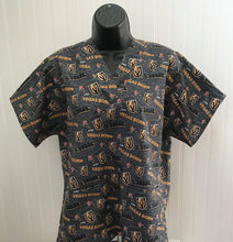 Load image into Gallery viewer, Hockey Vegas Golden Knights VEGAS BORN Medical Scrub Top Unisex Relaxed Style Men's Scrub Top &amp; Women's Scrub Top
