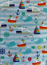 Load image into Gallery viewer, Nautical Life Dolphins Whales Sailboats Anchor Unisex Medical Surgical Scrub Caps Men &amp; Women Tie Back and Bouffant Hat Styles
