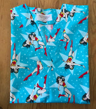 Load image into Gallery viewer, Wonder Woman Aqua Medical Scrub Top Superhero Blue Stars Unisex Style for Men &amp; Women
